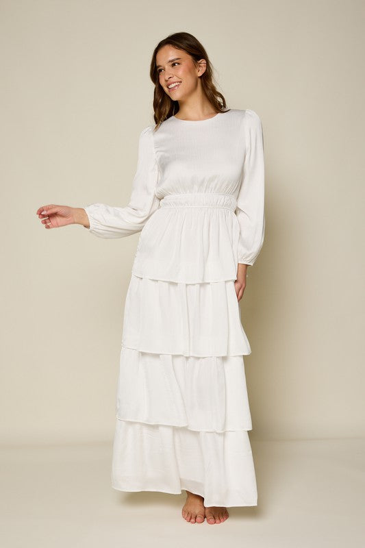 Lulu White Tiered Temple Dress