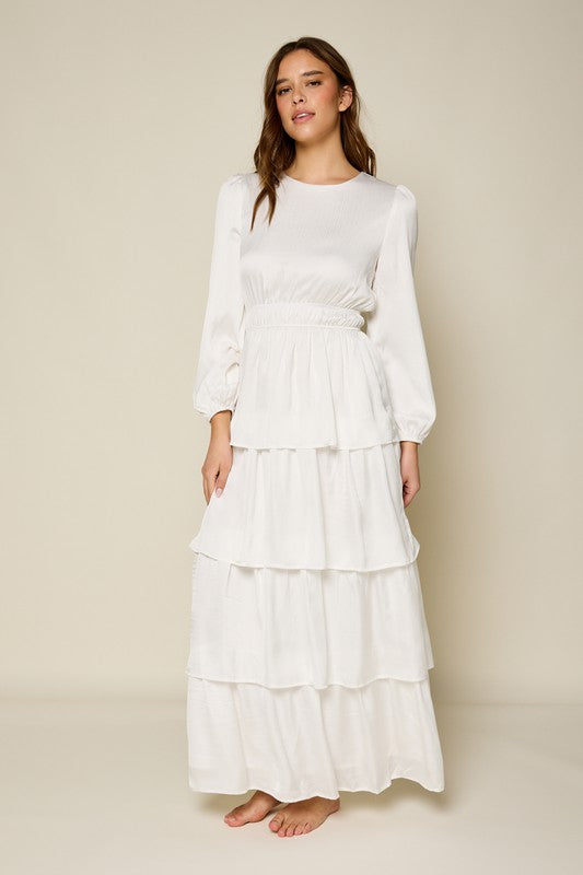 Lulu White Tiered Temple Dress