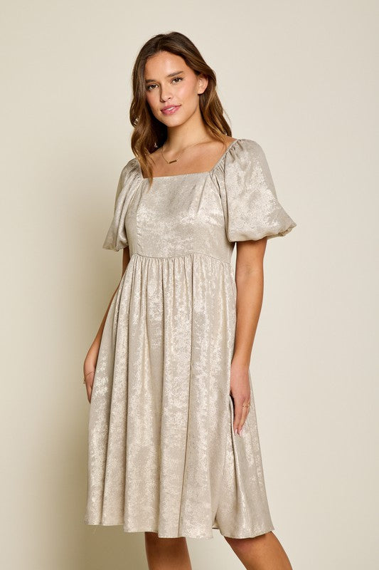 Luna Modest Dress in Champagne