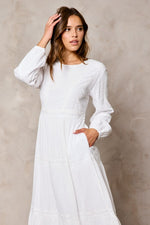 Brynn Embroidered Temple Dress in White