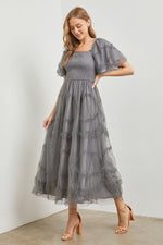 Talia Ruffle Maxi in Grey