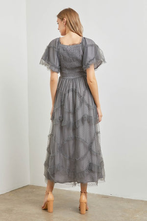 Talia Ruffle Maxi in Grey