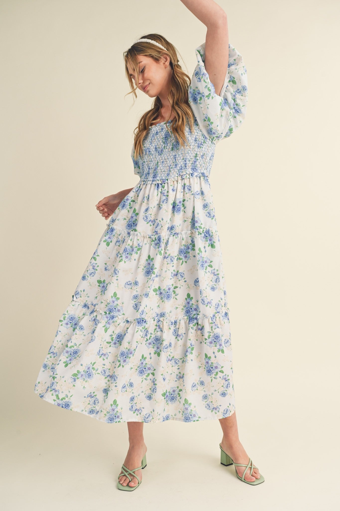 Primrose Modest Midi in Blue Floral