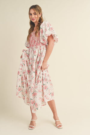 Primrose Modest Midi in Cream/Pink Floral