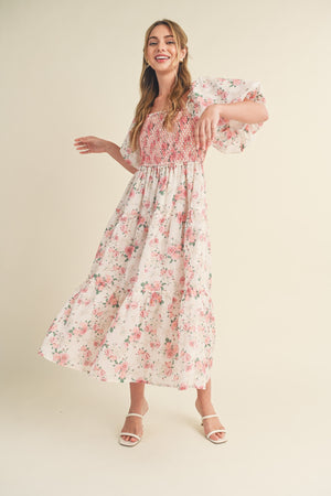 Primrose Modest Midi in Cream/Pink Floral