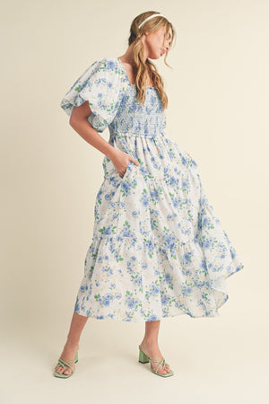 Primrose Modest Midi in Blue Floral