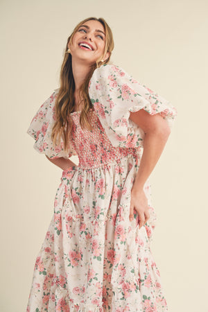 Primrose Modest Midi in Cream/Pink Floral