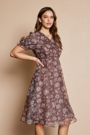 Lizzy Modest Organza Midi in Brown