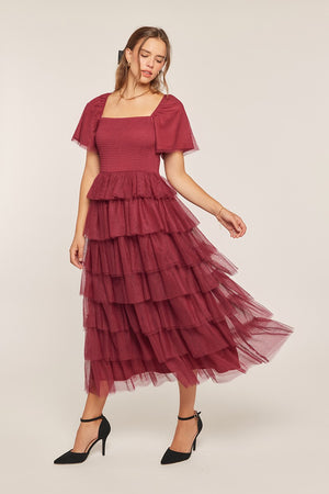 Alicia Modest Midi in Wine