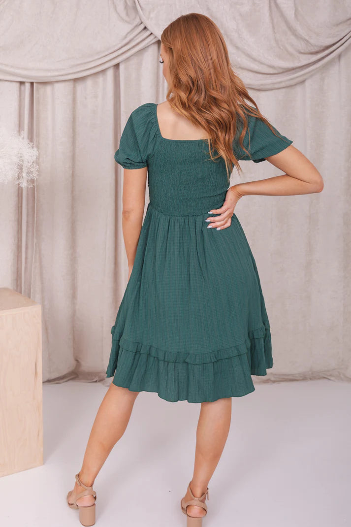 Lennon Modest Dress in Alpine Green