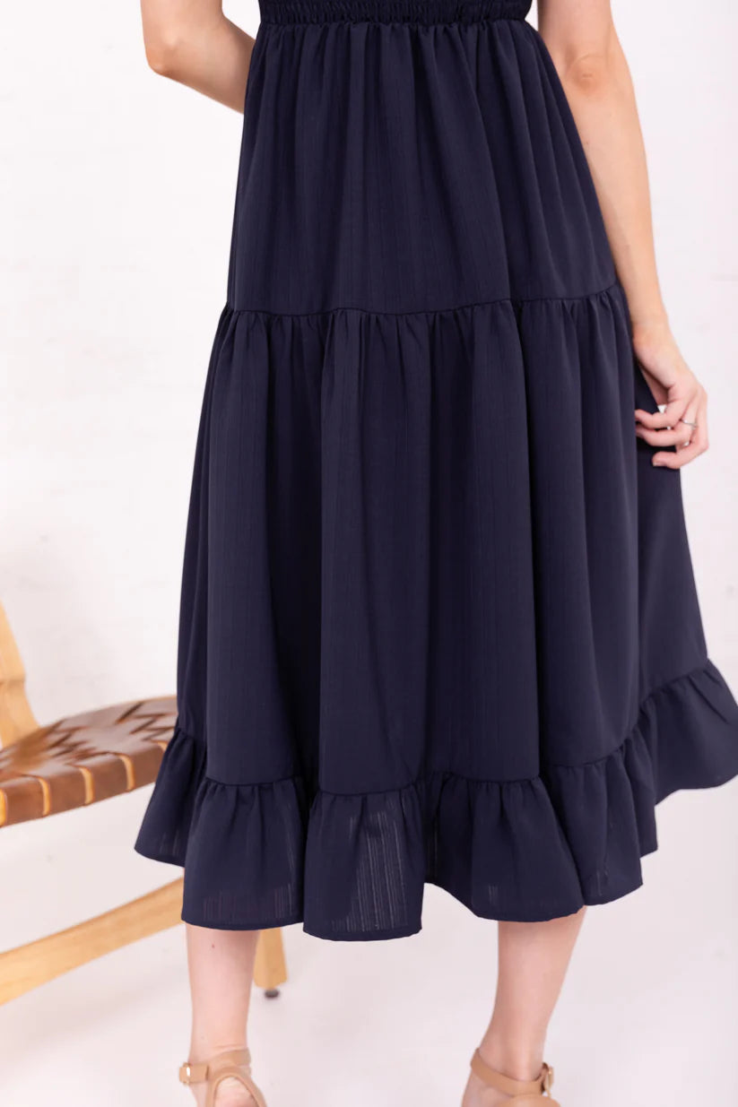 Poppy Modest Midi in Midnight Sky