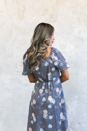 Krista Modest Dress in Dusty Grey