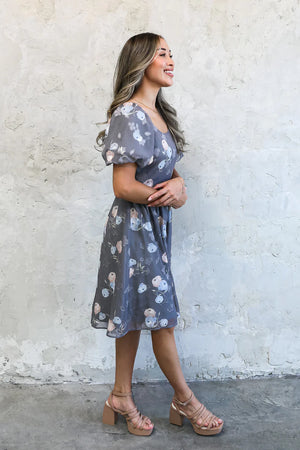 Krista Modest Dress in Dusty Grey