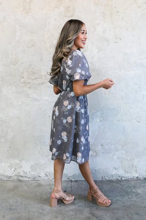 Krista Modest Dress in Dusty Grey