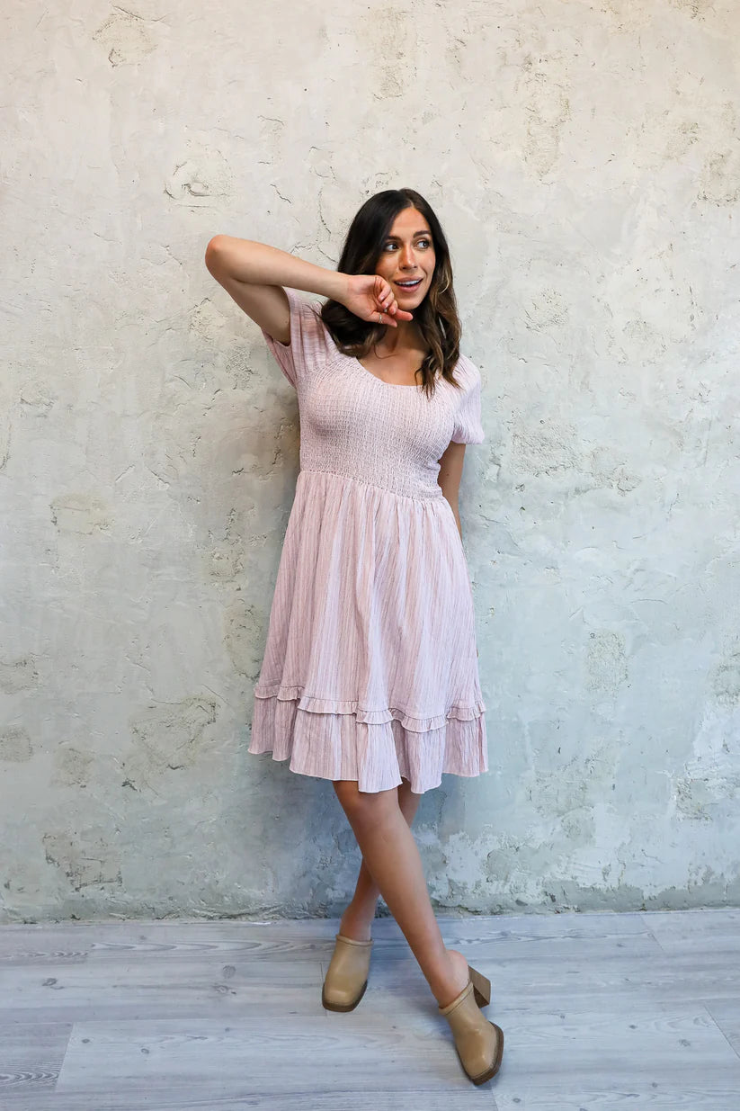 Lennon Modest Dress in Ballet Pink