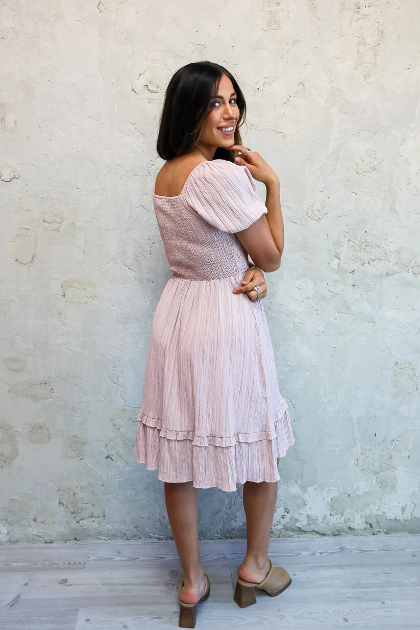 Lennon Modest Dress in Ballet Pink