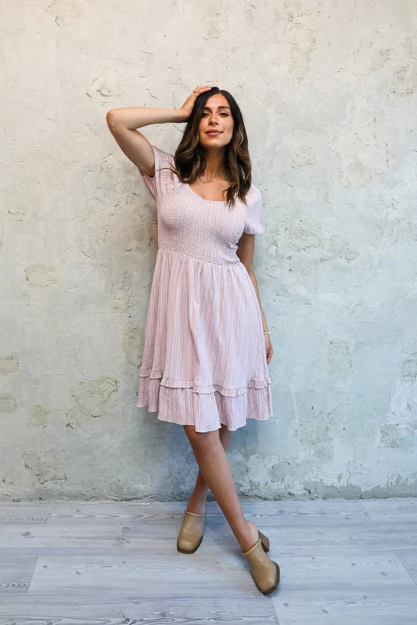 Lennon Modest Dress in Ballet Pink