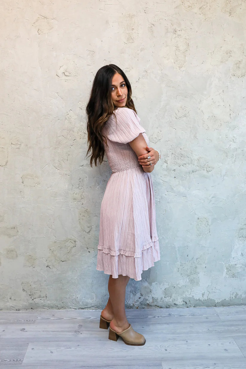 Lennon Modest Dress in Ballet Pink