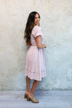 Lennon Modest Dress in Ballet Pink