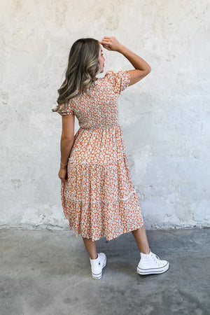 McCall Modest Midi in Orange Daisy