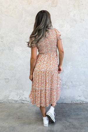 McCall Modest Midi in Orange Daisy