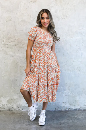 McCall Modest Midi in Orange Daisy