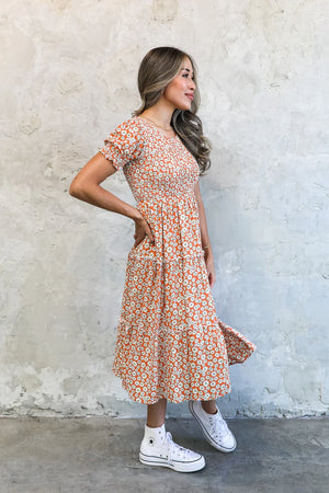 McCall Modest Midi in Orange Daisy