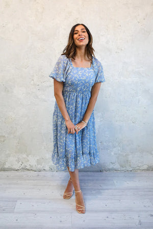 Poppy Modest Midi in Cosmic Blue