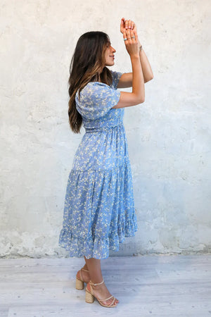 Poppy Modest Midi in Cosmic Blue