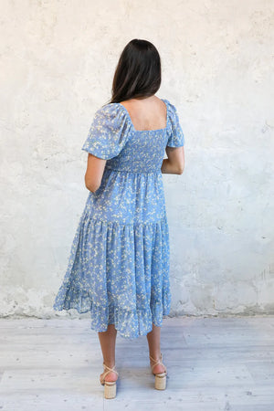 Poppy Modest Midi in Cosmic Blue