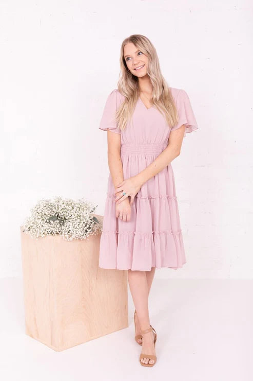 Jemma Modest Midi in Blush Pink