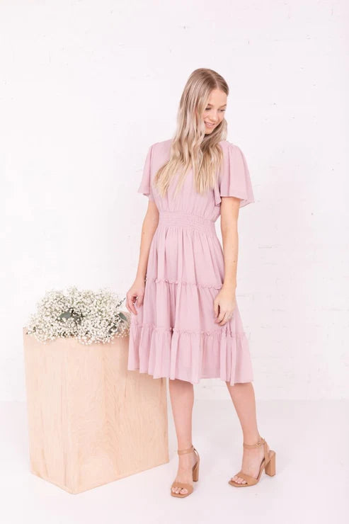 Jemma Modest Midi in Blush Pink