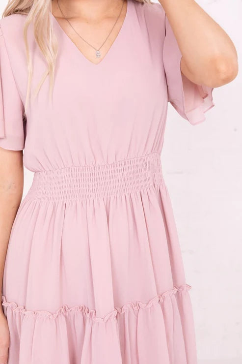 Jemma Modest Midi in Blush Pink