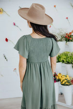 Kendall Modest Midi in Smoke Green