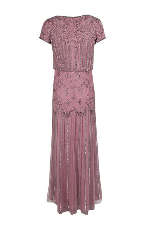 Blouson Beaded Maxi in Rose Mercury