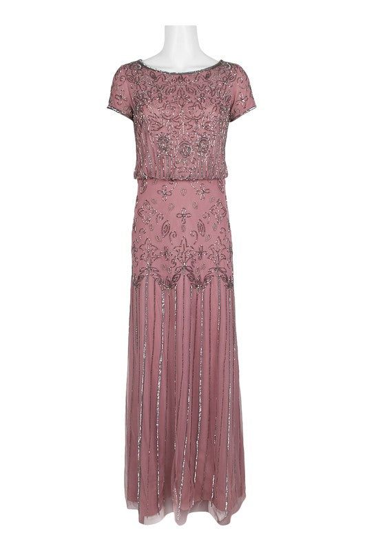 Blouson Beaded Maxi in Rose Mercury