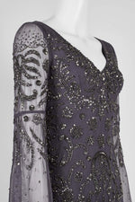 Beaded Long sleeve Maxi in Moonscape