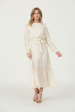 Layla Cream Ruffle Modest Midi