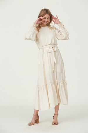 Layla Cream Ruffle Modest Midi