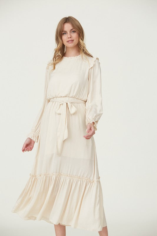 Layla Cream Ruffle Modest Midi