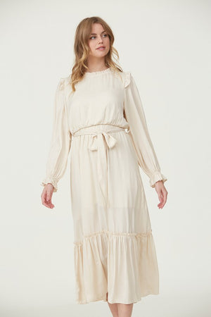 Layla Cream Ruffle Modest Midi