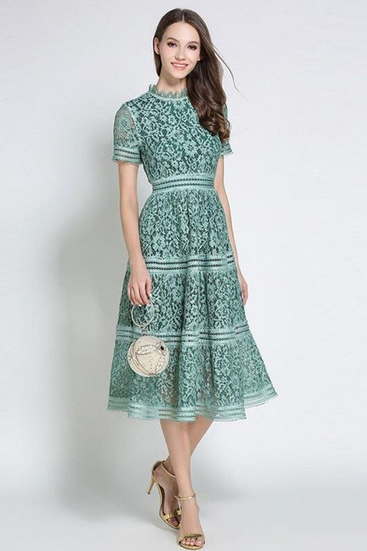 Ava Green Lace Midi