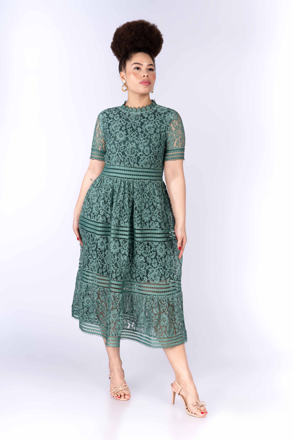 Ava Green Lace Midi