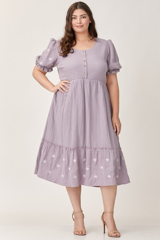 Cleo Modest Midi in Dusty Lavender