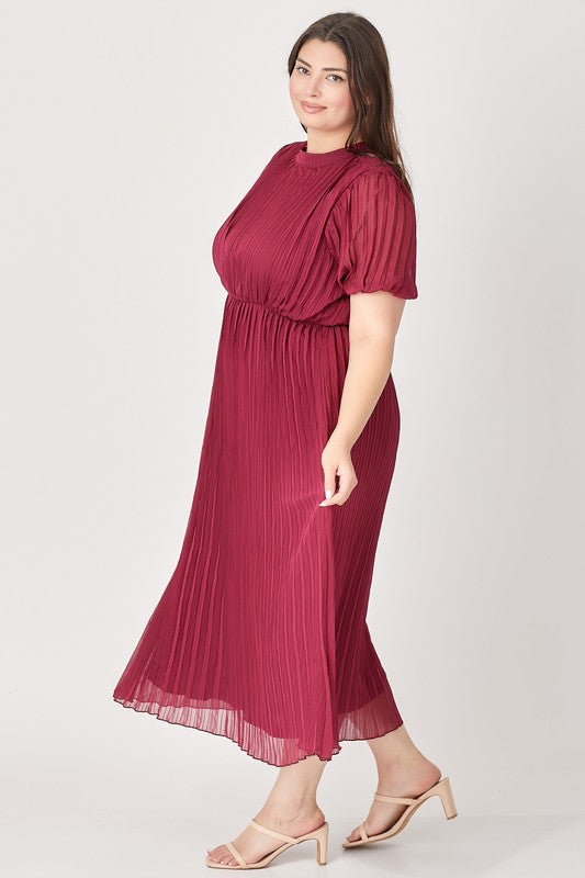 Lucy Pleated Midi in Burgundy