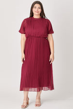 Lucy Pleated Midi in Burgundy