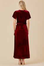 Angela Velvet Midi in Burgundy