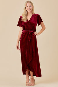 Angela Velvet Midi in Burgundy