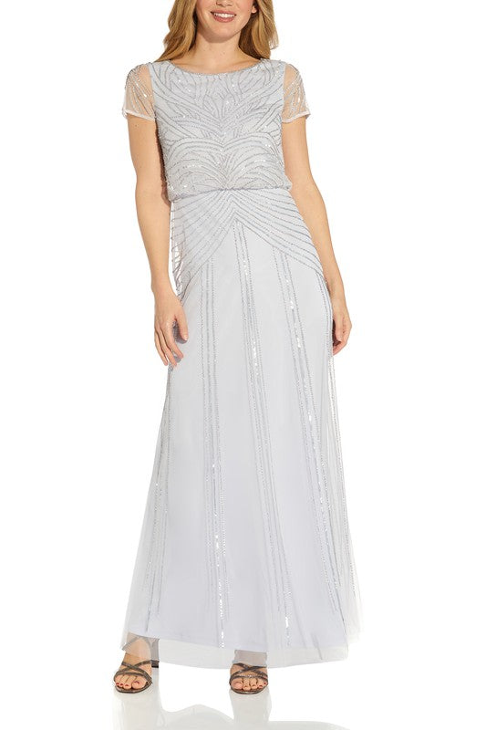 Blouson Beaded Maxi in Serenity Blue