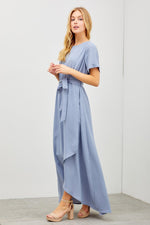 Brooklyn Modest Midi in Dusty Blue